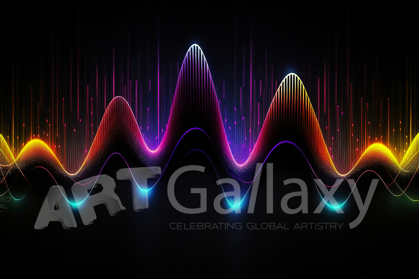 Abstract 3D Waves in Neon Holographic Motion. Generative AI