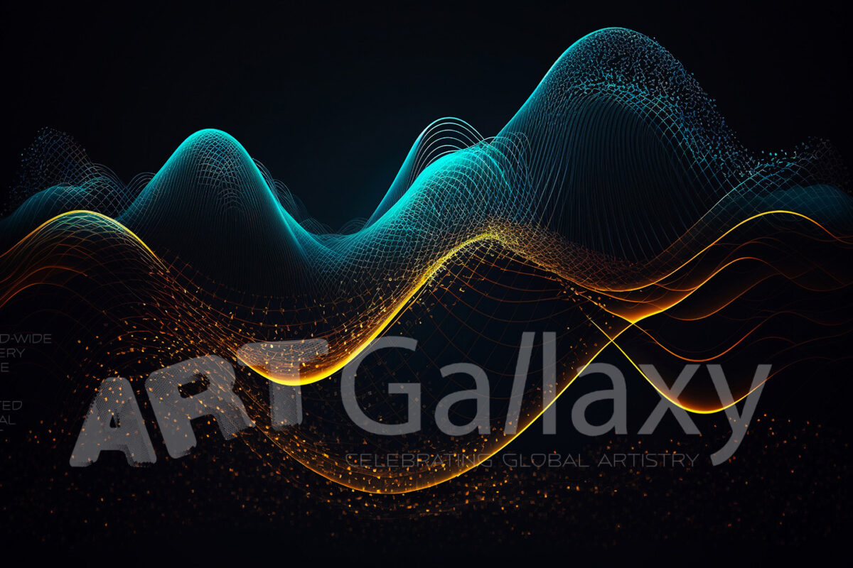 Abstract 3D Waves in Neon Holographic Motion. Generative AI