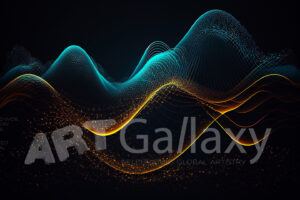 Abstract 3D Waves in Neon Holographic Motion. Generative AI
