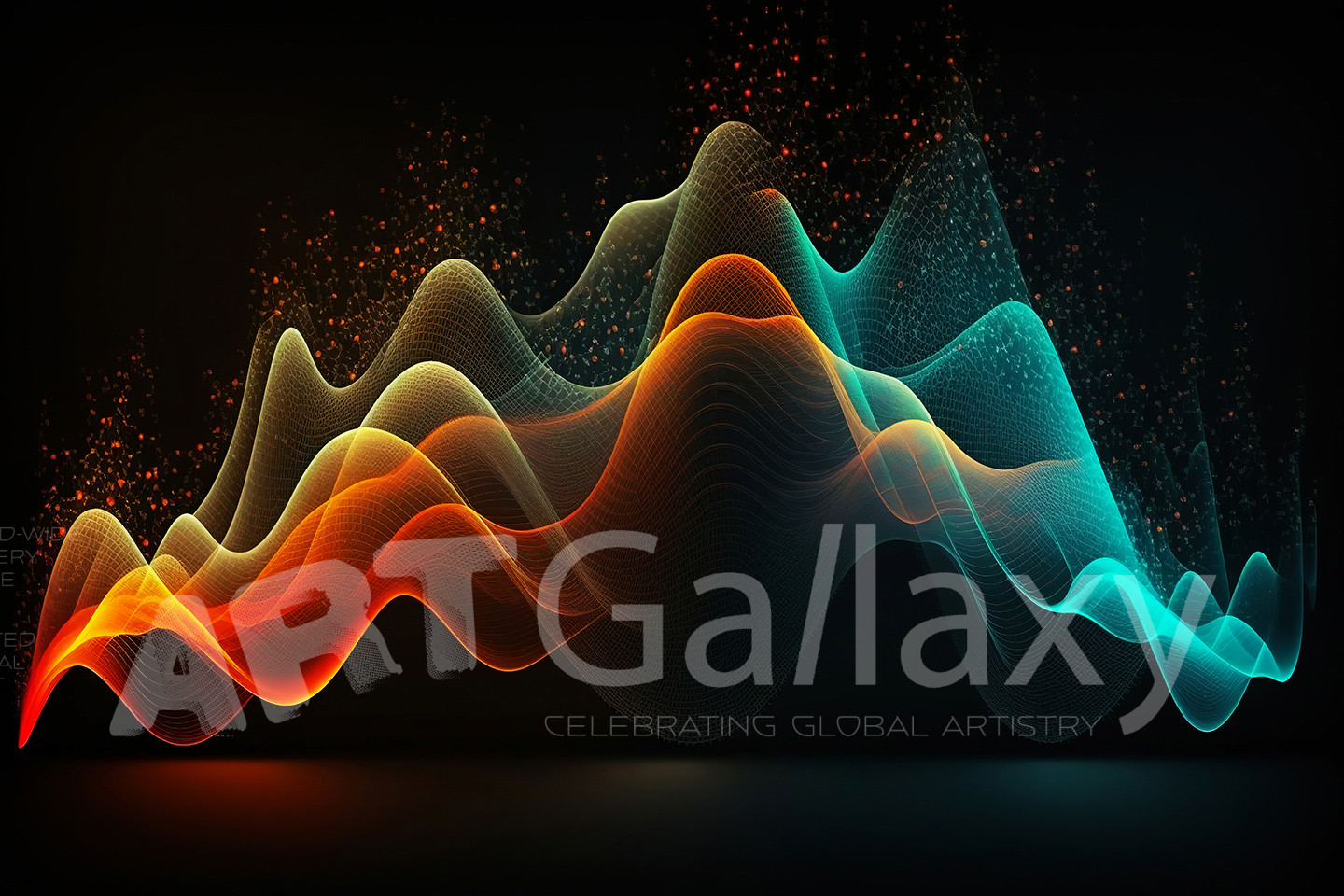 Abstract 3D Waves in Neon Holographic Motion. Generative AI