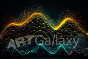 Abstract 3D Waves in Neon Holographic Motion. Generative AI
