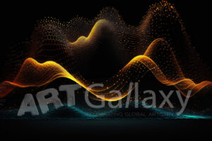 Abstract 3D Waves in Neon Holographic Motion. Generative AI