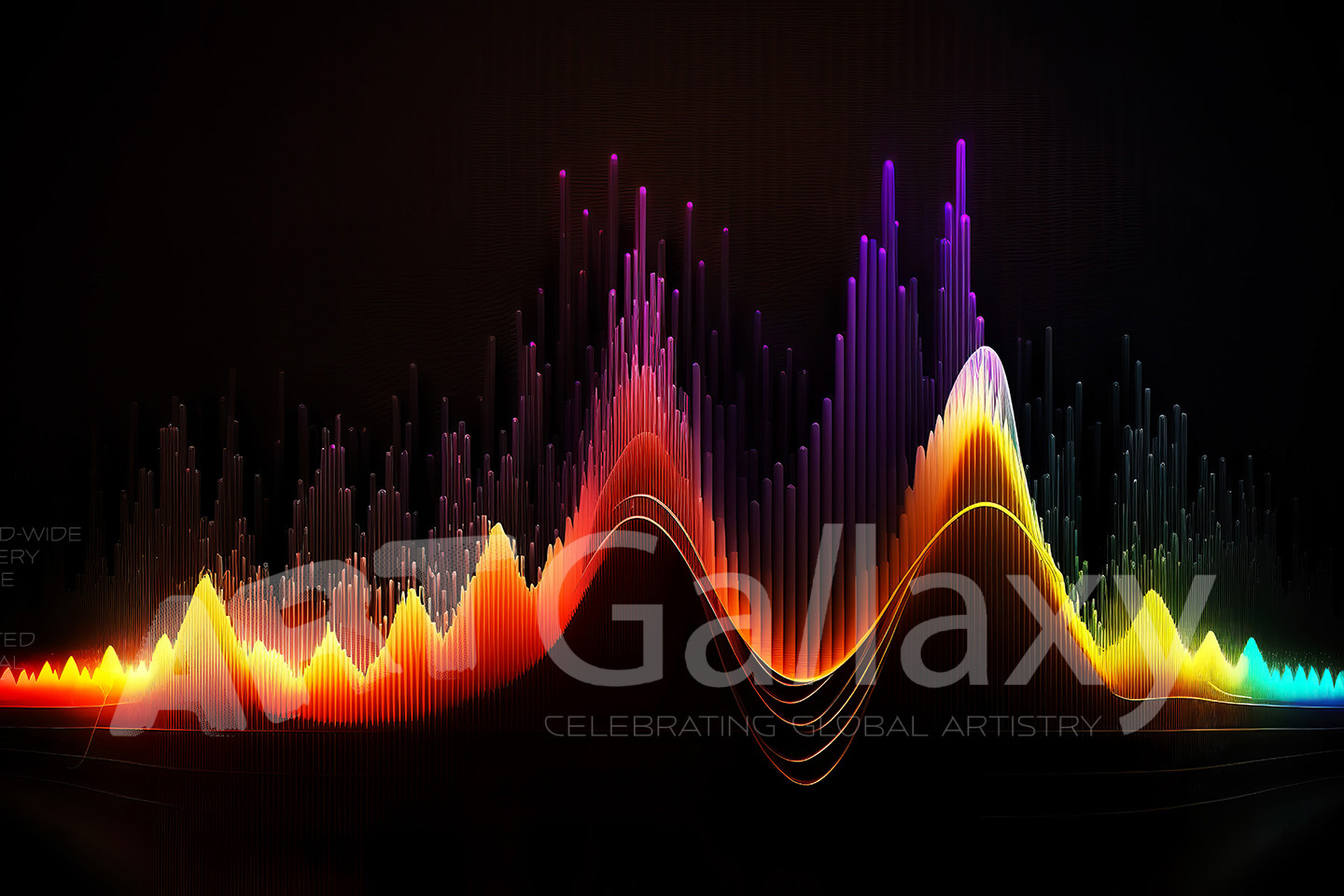 Abstract 3D Waves in Neon Holographic Motion. Generative AI