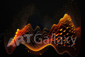 Abstract 3D Waves in Neon Holographic Motion. Generative AI