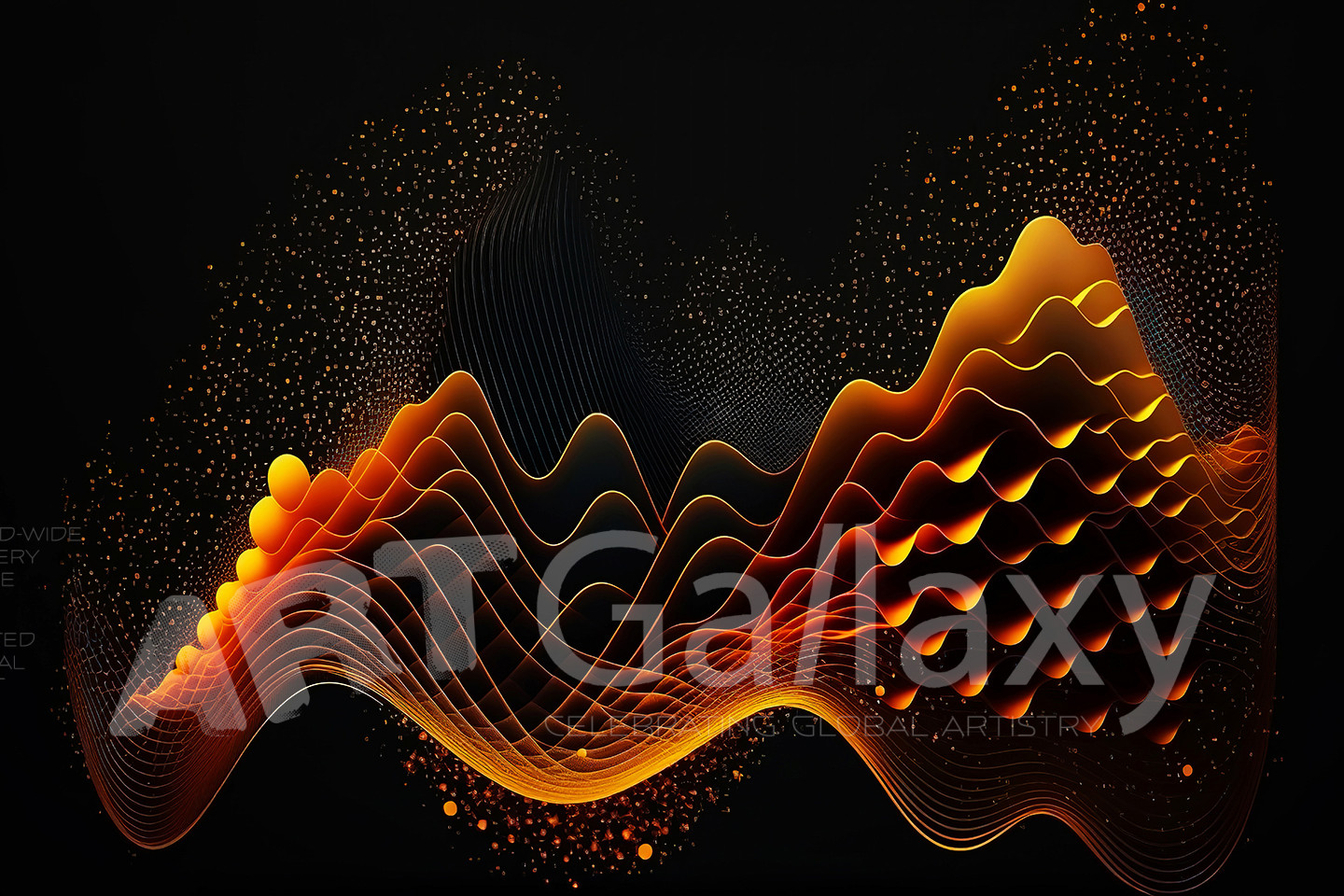 Abstract 3D Waves in Neon Holographic Motion. Generative AI