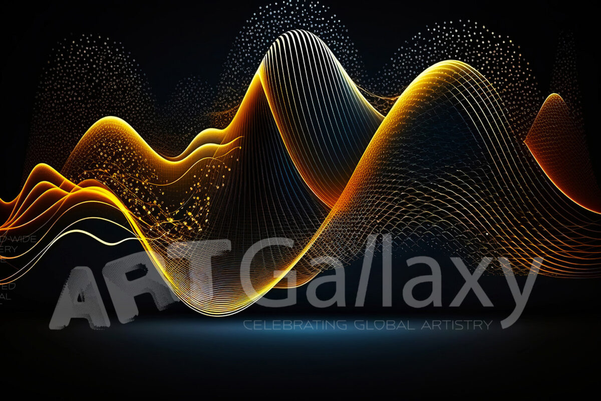 Abstract 3D Waves in Neon Holographic Motion. Generative AI