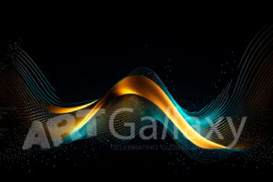 Abstract 3D Waves in Neon Holographic Motion. Generative AI