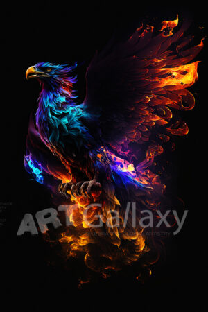 A series of ai generated print artwork based on Phoenixes