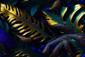 Tropical Leaves. A series of ai generated print artwork based on tropical leaves