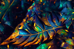 Tropical Leaves. A series of ai generated print artwork based on tropical leaves